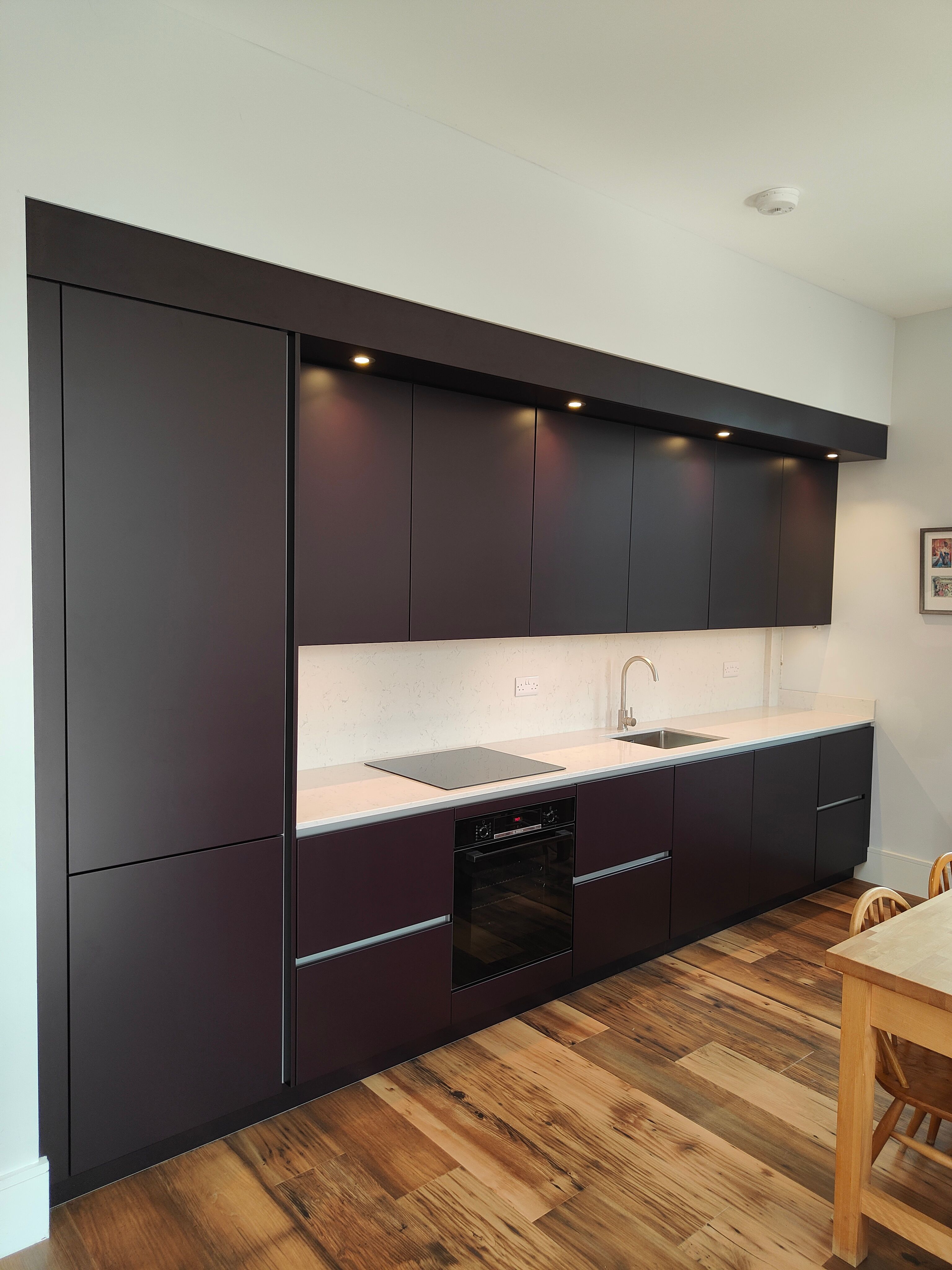 Kitchen project: Handleless Matt Purple Kitchen
